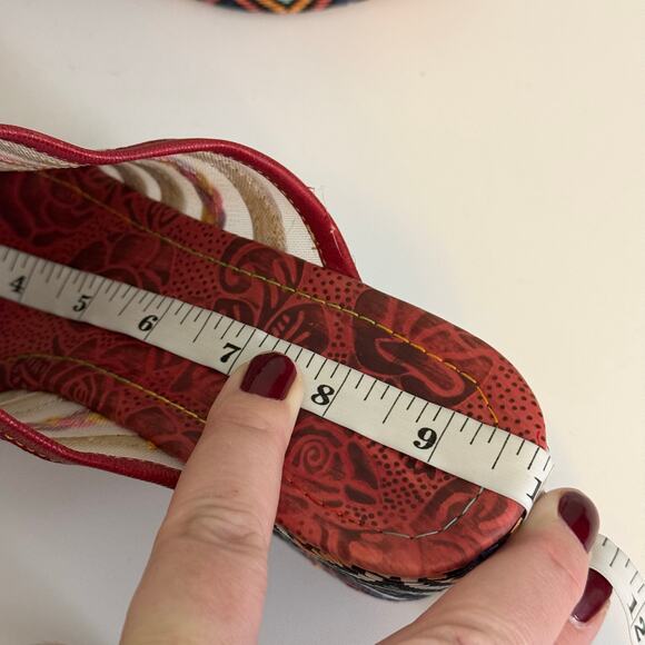 Mules Wedge Sandals 8 Colorful Mesh Leather Open Toe Slip On Retro Festival Boho - Picture 11 of 12